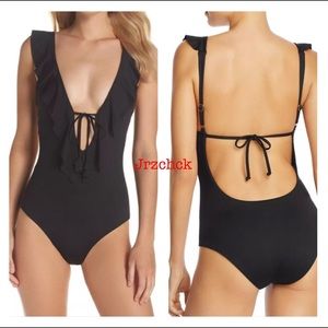 NWT Becca Deep V One Piece Bathing Suit Swimsuit